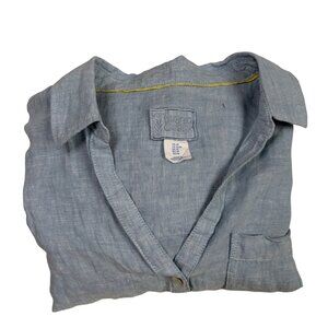 Sigrid Olsen 100% Linen Long Sleeve Button Down Shirt (Light Blue) - Size Medium